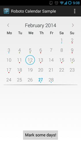 Roboto Calendar View Sample