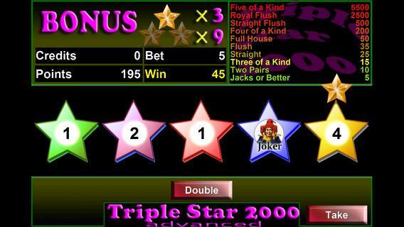 Triple Star 2000 Video Poker