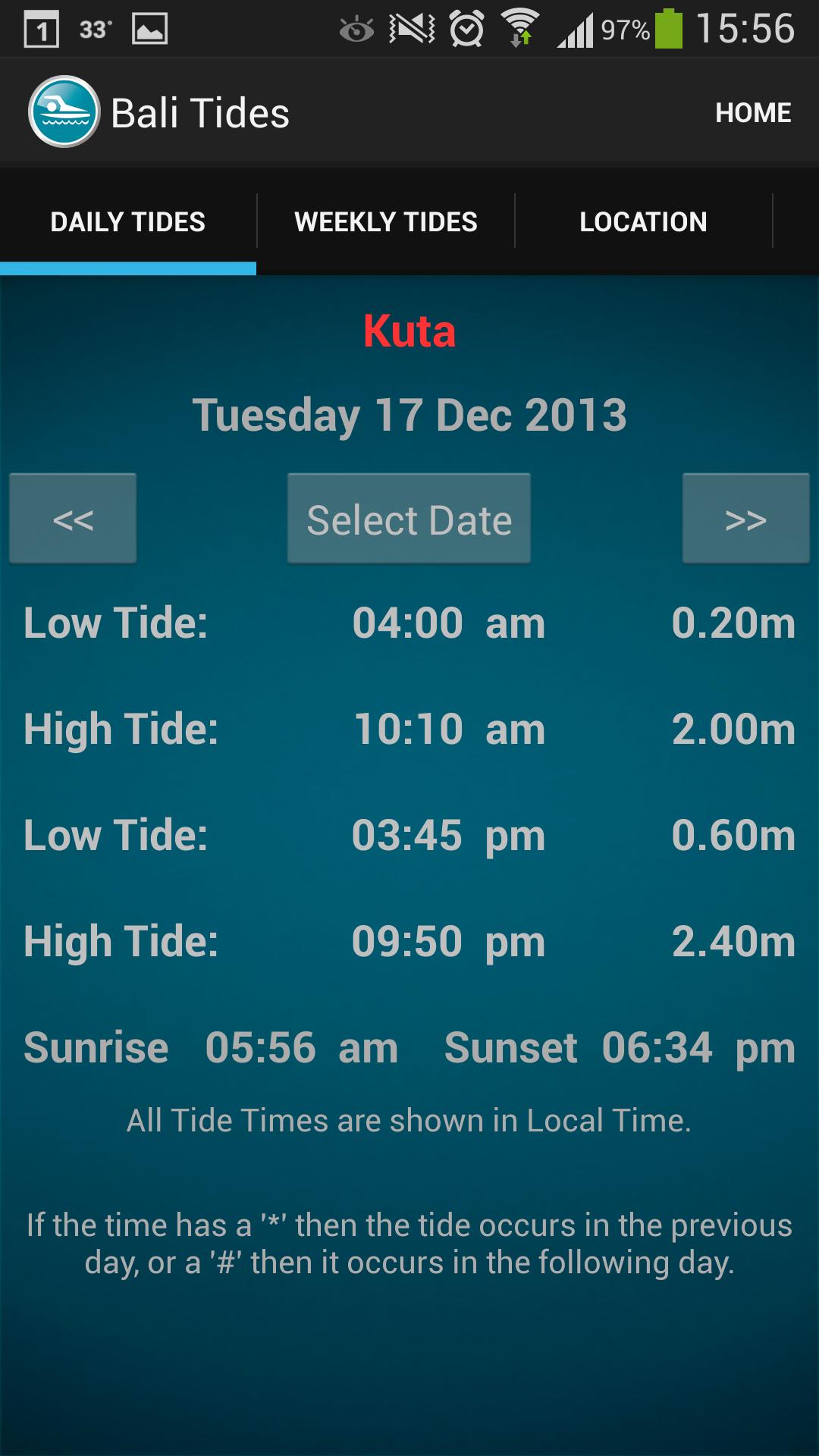 Bali Tide Times