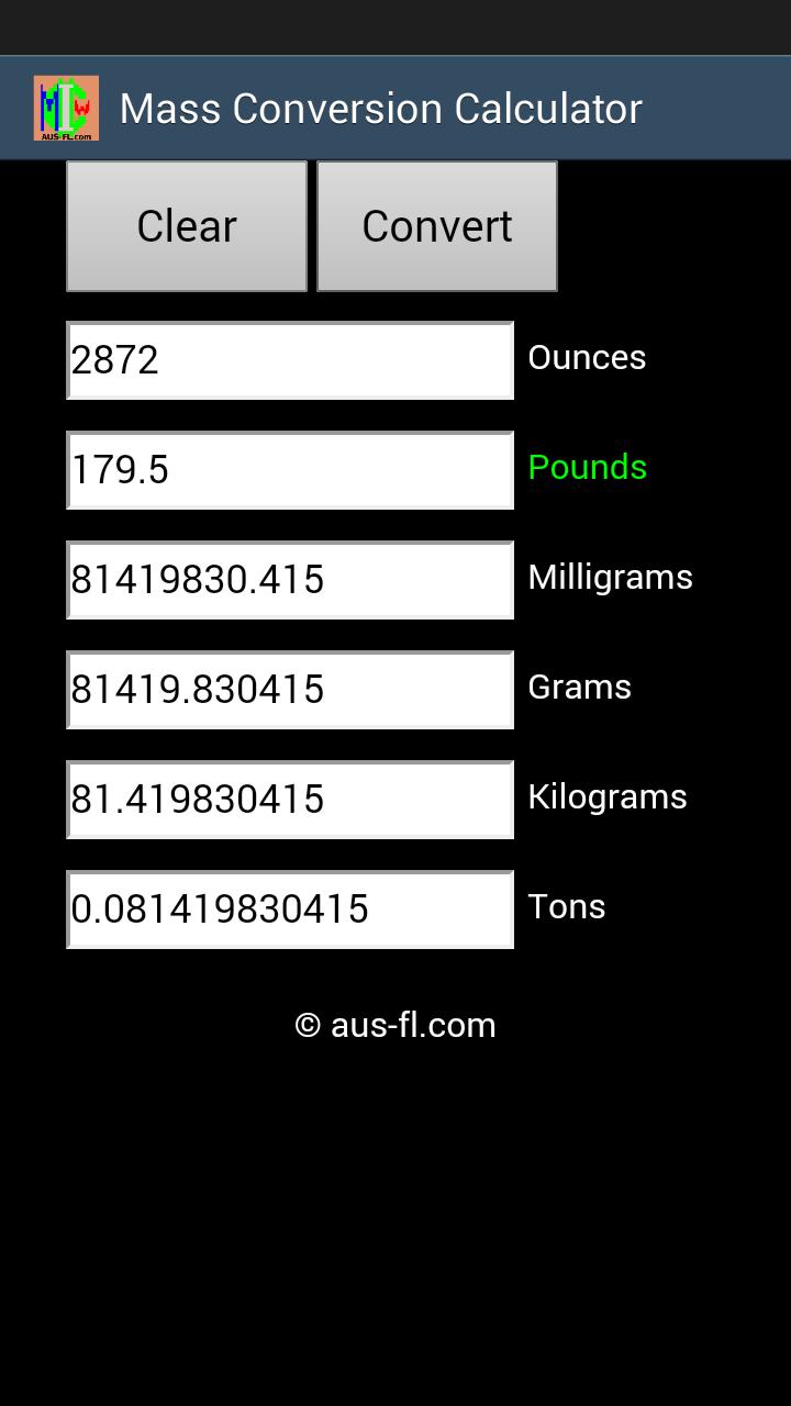 Mass Weight Converter