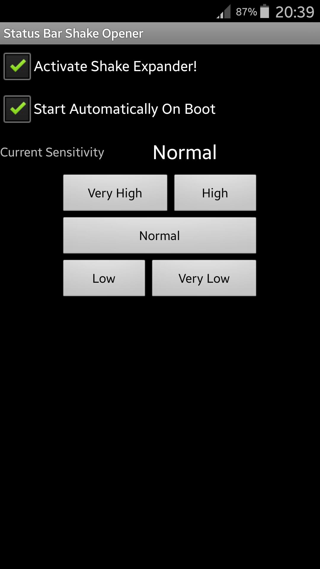 Status Bar Shake Opener