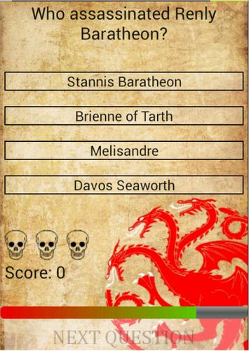 Quiz for Game of Thrones