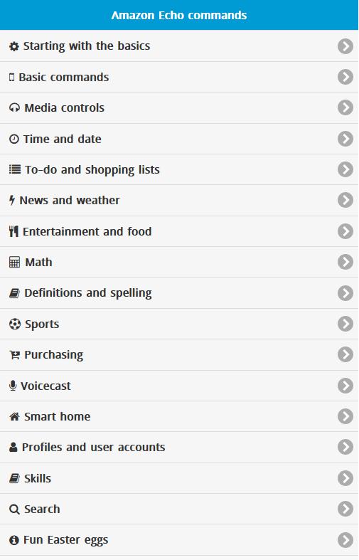 Commands for Amazon Echo